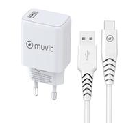 Muvit for Change Pack Caricatore USB 2.4A 12W + Cavo Type C 3A 1.2m Bianco