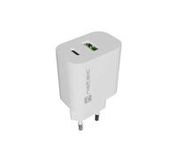 Caricabatterie da parete Natec Ribera 20W - 1xUSB-A + 1xUSB-C - Ricarica rapida - Ricarica 2 dispositivi contemporaneamente - Bianco