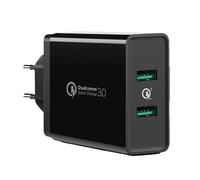 Caricabatterie da parete per telefono 2x USB-A 36W QC3.0 - nero