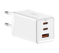 Caricabatterie da parete rapido GaN 2x USB-C USB 65W + cavo USB-C bianco