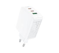Caricabatterie da parete rapido GaN 2x USB-C USB-A PPS PD QC4+ 65W Bianco