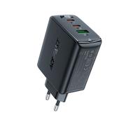 Caricabatterie da parete rapido GaN 2x USB-C USB-A PPS PD QC4+ 65W Nero
