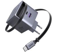 Caricabatterie da parete UGREEN - 45W - USB-A e USB-C - Retrattile - Nero