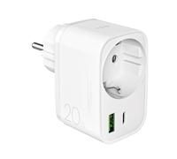 Caricabatterie da parete USB-A USB-C con presa Schuko PD 20W - Bianco