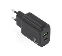 Caricabatterie da rete - AISENS - CARICATORE AISENS GAN 30W - 1x USB-C PD3.0 - 1x USB-A QC3.0 - Nero