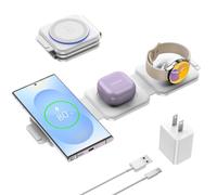 Caricabatterie da viaggio per dispositivi multipli Samsung, stazione di ricarica wireless pieghevole 3 in 1, supporto di ricarica rapida compatibile per Samsung Galaxy S25/S24/S23/S22/S21/Note20