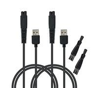 Caricabatterie di ricambio per rasoio Skull Pitbull/Palm/Silver, MicroTouch Solo Razor - Accessori per cavo di alimentazione USB e spazzola per la pulizia, confezione da 2