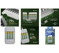 VAR ECO PRO AA - Caricabatterie da tavolo, NiMh, LED, display, incl. 4 batterie s