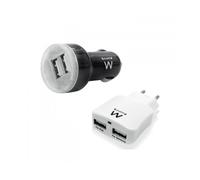CARICABATTERIE EWENT EW1206 - Kit di ricarica da viaggio e casa da 10.5 W, Nero, Bianco