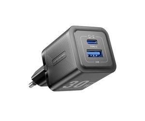 Caricabatterie GaN Vention FEQB0-EU Caricatore a 2 porte (USB-C e USB) 30 W Nero