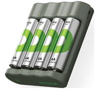 Caricabatterie GP RECYKO B441 con 4 batterie AA da 2100 mAh incluse.