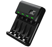 Green Cell Caricabatterie VitalCharger Ni-MH AA R6 Mignon e AAA R03 con Porte Micro USB e USB-C, Sistema di Ricarica a 4 canali, Segnalazione a LED.