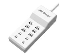 Caricabatterie hub multiporta stazione di ricarica USB a 10 porte da 50 W/10 A for presa di estensione for più dispositivi,Distribuzione intelligente dell'energia(4C6A)