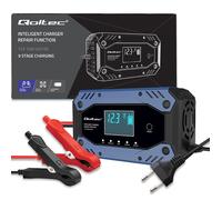 Qoltec 52482 Caricabatteria per veicolo 12/24 V Nero, Blu
