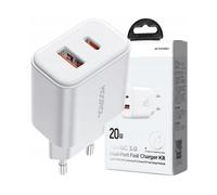 CARICABATTERIE JOYROOM JR-TCF05 doppia porta, cavo Lightning da 20 W, Bianco