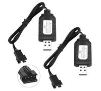Caricabatterie LiPo USB da 2 pezzi 2s 7,4 V con connettore SM-4P, caricabatteria universale per auto RC, compatibile con auto RC, camion, droni, treni giocattolo, caricabatteria USB veloce e portatile