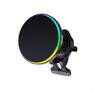 Caricabatterie magnetico da auto wireless da 15 W con luce ambientale RGB | Supporto per telefono di tipo C per bocchetta dell'aria | Compatibilità abituale per tutti i modelli di auto | Nero