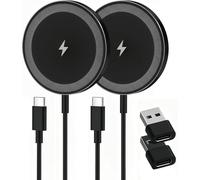 Caricabatterie magnetico wireless da 15 W, confezione da 2: Qi2 Pad di ricarica rapida per iPhone Air 17 16 15 14 13 12 Pro Max, Samsung Galaxy S26 S25, Google Pixel 10, AirPods-Slim portatile per