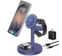 Caricabatterie magnetico wireless per Samsung, stazione di ricarica super veloce 3 in 1, compatibile con MagSafe, supporto per caricabatterie per Samsung Galaxy S26 Ultra S25 Z Fold/Flip 7, Watch
