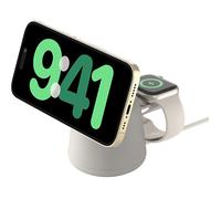 Caricabatterie Magsafe BELKIN BoostCharge Pro, stazione di ricarica wireless magnetica 2 in 1 da 15W per iPhone e Apple Watch, Sabbia