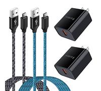 Caricabatterie micro USB con presa a muro per telefono Android, ricarica rapida per Samsung Galaxy S7 S6 J8 J3, 7V/J7 Prime/Star/Sky Pro/Refine, Moto E E5 E4 Plus/Play, E5 Supra, G5 G5S G4 Plus/Play