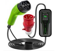 Caricabatterie mobile Qoltec per auto elettriche EV con 2 in 1 Tipo 2 7kW CEE 32A/5 pin 230V LCD Wallbox portatile 5m