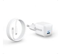 Caricabatterie Nano 511 Anker, USB-C, 20W, PIQ 3.0 durevole compatto e rapido, per iPhone 14/13, Galaxy, Pixel 4/3, iPad/iPad mini(+ 1 Cavo da 180 cm da USB-C a Lightning MFi certified)