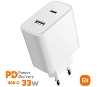 CARICABATTERIE ORIGINALE XIAOMI con 2 PORTE USB 2.0+USB C RAPIDO 33W CARICATORE