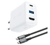 Caricabatterie Parete 2in1 Cavo USB-C + Adattatore USB-C-HDMI 4K Bianco