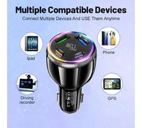 Caricabatterie per auto 75W 4-in-1 con 2 porte USB e 2 porte Type-C, illuminazione ambiente RGB, compatibile con iPhone 16 Pro/16/15 Pro/15 e S25/S24/S23, adatto per pendolarismo quotidiano, guida a l