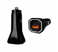 Caricabatteria da auto Aisens 38W,1xUSB-C PD3.0 20W,1xUSB-A QC3.0 18W - Colore nero