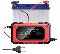 Caricabatterie per Auto | Caricabatterie Smart 12V 6A | Manutentore Desolfatore Automatico con Display LCD per Moto ATV Barca Camion | Utilizzo in Garage Strada Esterno Parcheggio