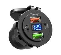 Caricabatterie per auto | Dispositivo di ricarica per tablet con display digitale e 4 porte, caricatore automatico a più porte | per conducenti viaggiatori viaggi su strada campeggio viaggi d'affari S