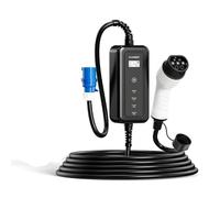 Caricabatterie per Auto elettriche 7kW con Spina CEE, Regolabile da 8-32A, 1 Fase, Cavo Caricatore Portatile da 5M con Funzione di temporizzazione e indicatori LED, IEC 62196-2 for EVs & PHEVs