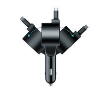 Caricabatterie Per Auto Retrattile- 14x5x4 Cm Adattatore Auto Telescopico A Tripla Porta | Adattatore Di Ricarica Portatile Per Cellulari | Per Viaggi Spostamenti Quotidiani Trasferte Guida