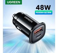 Caricabatterie per auto UGREEN 30W con ricarica rapida QC18W compatibile con 16, 15, 14, 13 Pro Max, Galaxy S25, S24, S23, S22 Ultra e altri smartphone Android Tagli UnicaABS