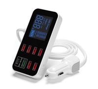 Caricabatterie per auto USB da 40 W a 8 porte QC3.0 PD Tipo C per telefono veloce con display LED multiplo