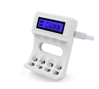 Caricabatterie per batterie Ni-Mh, Ni-Cd, Aa e Aaa, con display digitale e indicatori LED, controllo a microprocessore e monitoraggio della