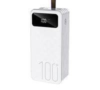 Caricabatterie per cellulare da 100.000 mAh, Batteria esterna ad alta capacità, caricatore portatile USB, banche di potere, Bianco