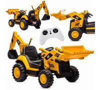 Caricabatterie per escavatore Spingi-auto cavalcabile CAT Gigante MP3 giallo Sun
