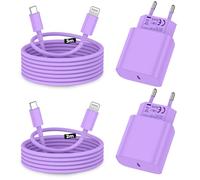 Caricabatterie per iPhone 2 Pack caricatore rapido da 20 W adattatore con 2 M&3 M [certificato Apple MFi ] USB-C dati Lightning Cavo di ricarica compatibile con iPhone 14 13 12 11 Pro Max XS XR X,iPad