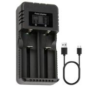 Caricabatterie per Pile Intelligente 2 Slot con Display LCD Carica Caricatore Ricarica con USB per Sigaretta Elettronica, Litio Batterie Ricaricabili 26650 18650 14500 16340