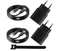 Caricabatterie Per Samsung, 25W Caricatore Rapido Alimentatore USB C con Cavo Tipo C da 2M per Samsung Galaxy S26 S25 S24 S23 S22 S21 S20 FE Ultra, Tab A11 A11+ A9 A9+ S11 Lite S10 FE+, 2 pacchetti