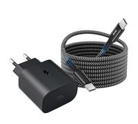 Caricabatterie Per Samsung, 25W Caricatore Rapido Alimentatore USB C Presa con Cavo Tipo C PD Nylon da 2M per Samsung Galaxy S25 S24 S23 S22 S21 S20 FE/Ultra/Plus/S10/A55 A54 A40 A35 A34 A20 A15
