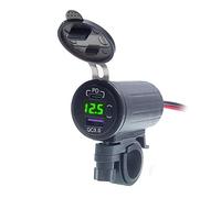 Caricabatterie Per Telefono Da Moto - Porta USB Per Moto A Doppia Porta | Accessori Per Moto, Presa Di Corrente Per Moto, Caricabatteria USB Da Moto, Display Del Caricatore Voltmetro LED per