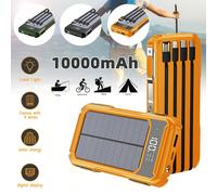 Caricabatterie portatile ad energia solare 10000mAh 10W Ricarica rapida con quattro cavi compatibile con tutti i telefoni cellulari Specifica:Colore del prodotto: verdeMateriale della calotta: legaDim