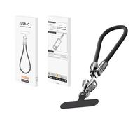 Caricabatterie portatile alla moda da tipo C a tipo C da 240 W con design da braccialetto indossabile, caricabatterie rapido USB C da 5 A con tracolla e cinturino da polso (30 cm/11,8 (Black, 30cm)