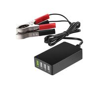 Caricabatterie portatile CC con clip per batteria, da 12V/24V a 5V, adattatore multiporta USB a 4 porte per smartphone.