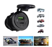 CARICABATTERIE PRESA DOPPIA USB TYPE-C 12V 24V PER AUTO FURGONE ACCENDISIGARI