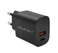 Caricabatterie Qoltec GaN POWER PRO | 1xUSB-C | 1xUSB | 30W | 5-20V | 1,5-3A | N